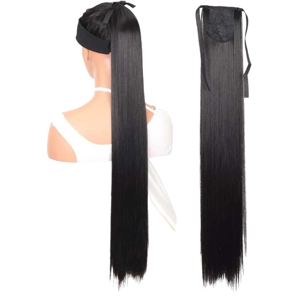 34 Inches Black Synthetic Ponytail Hair Extension - Picture 2 of 5